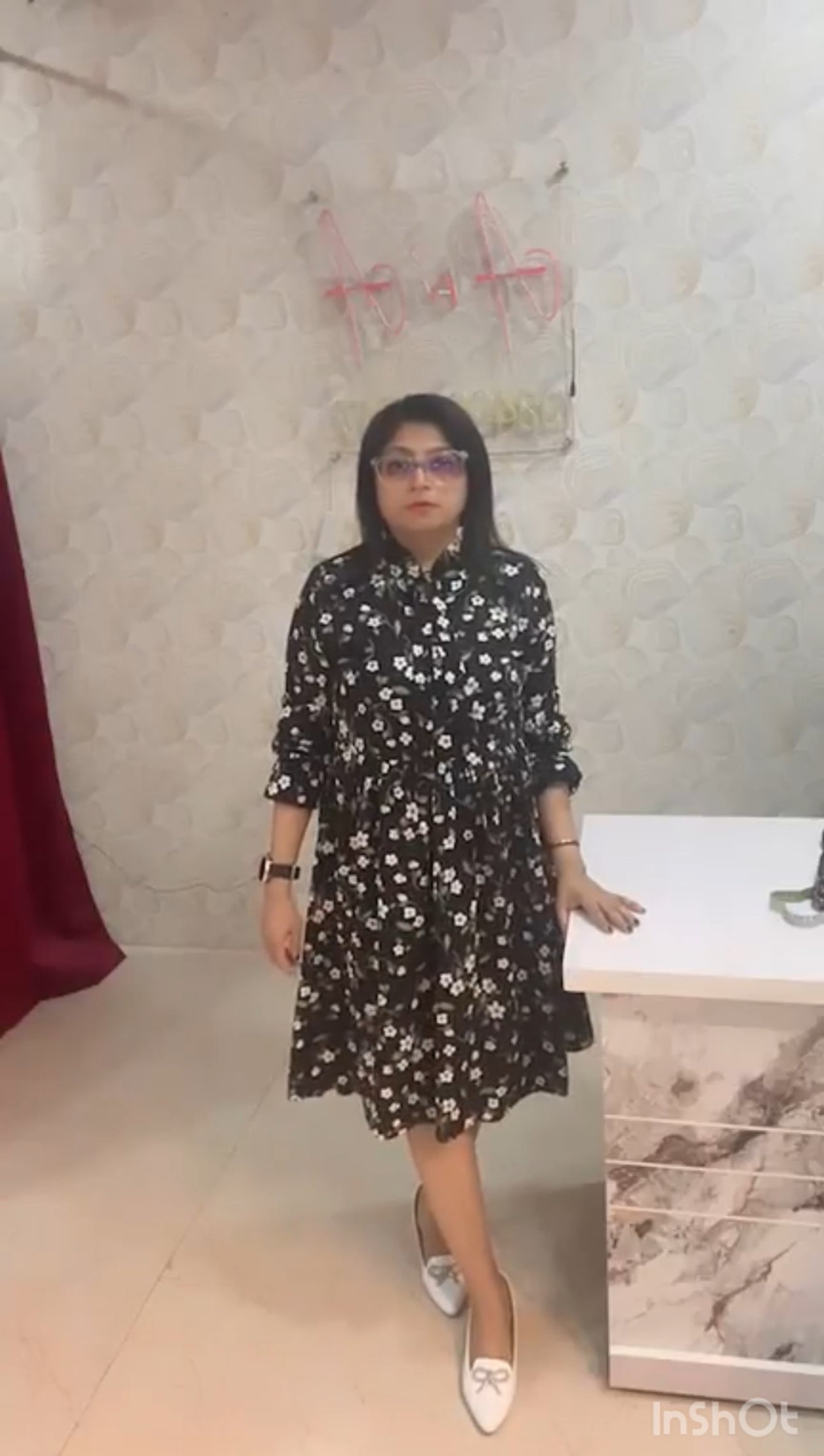 Black Dress with White Flowers
