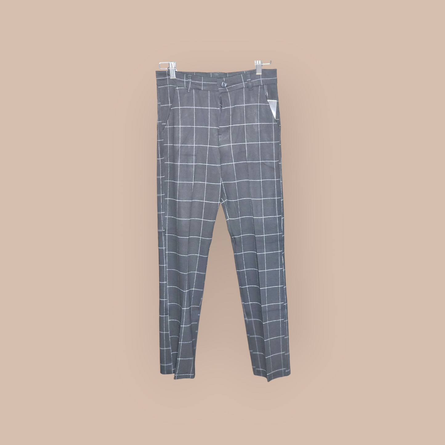 Black Big Checks Pants