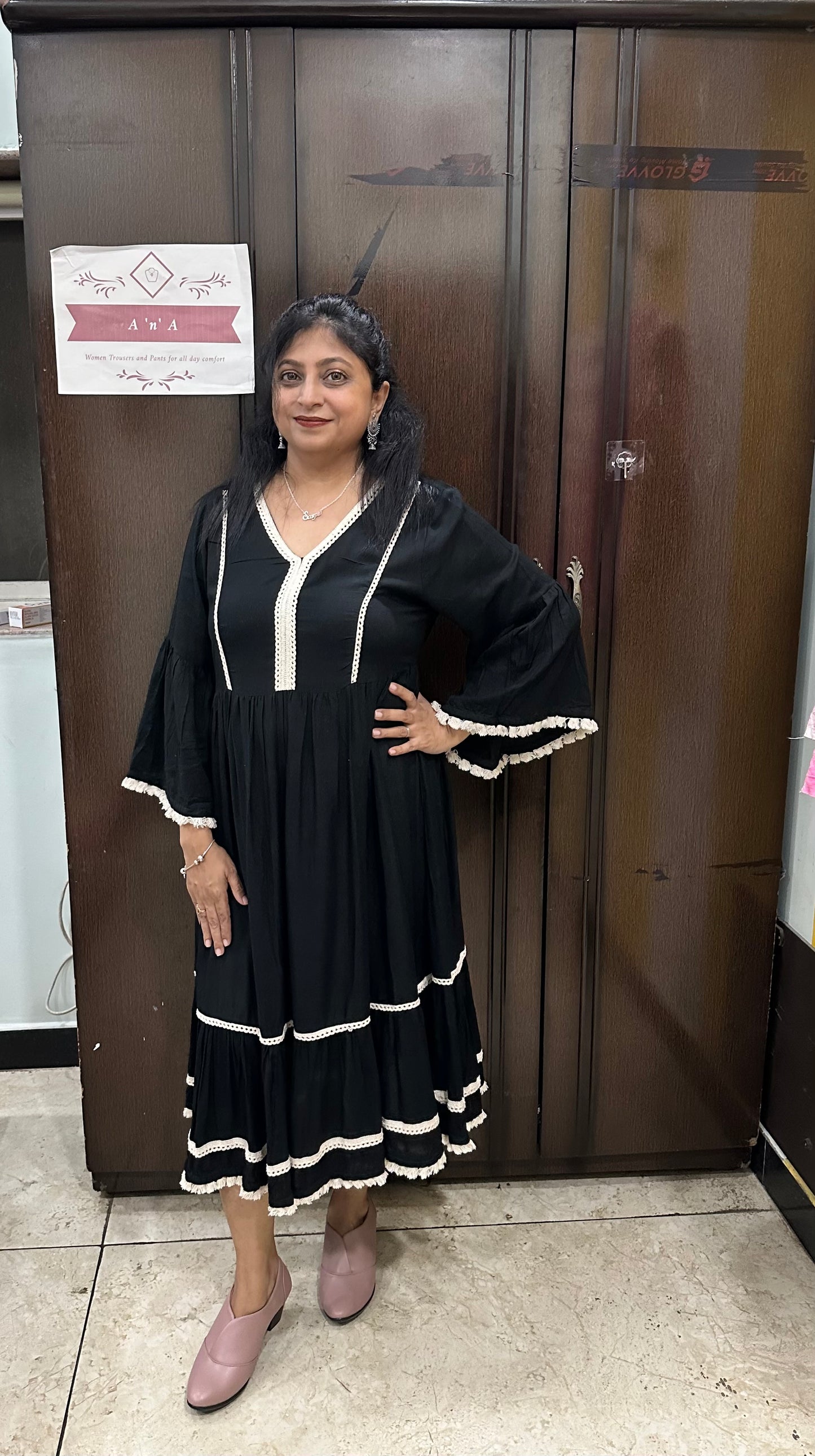 Black Dress with crochet detailing