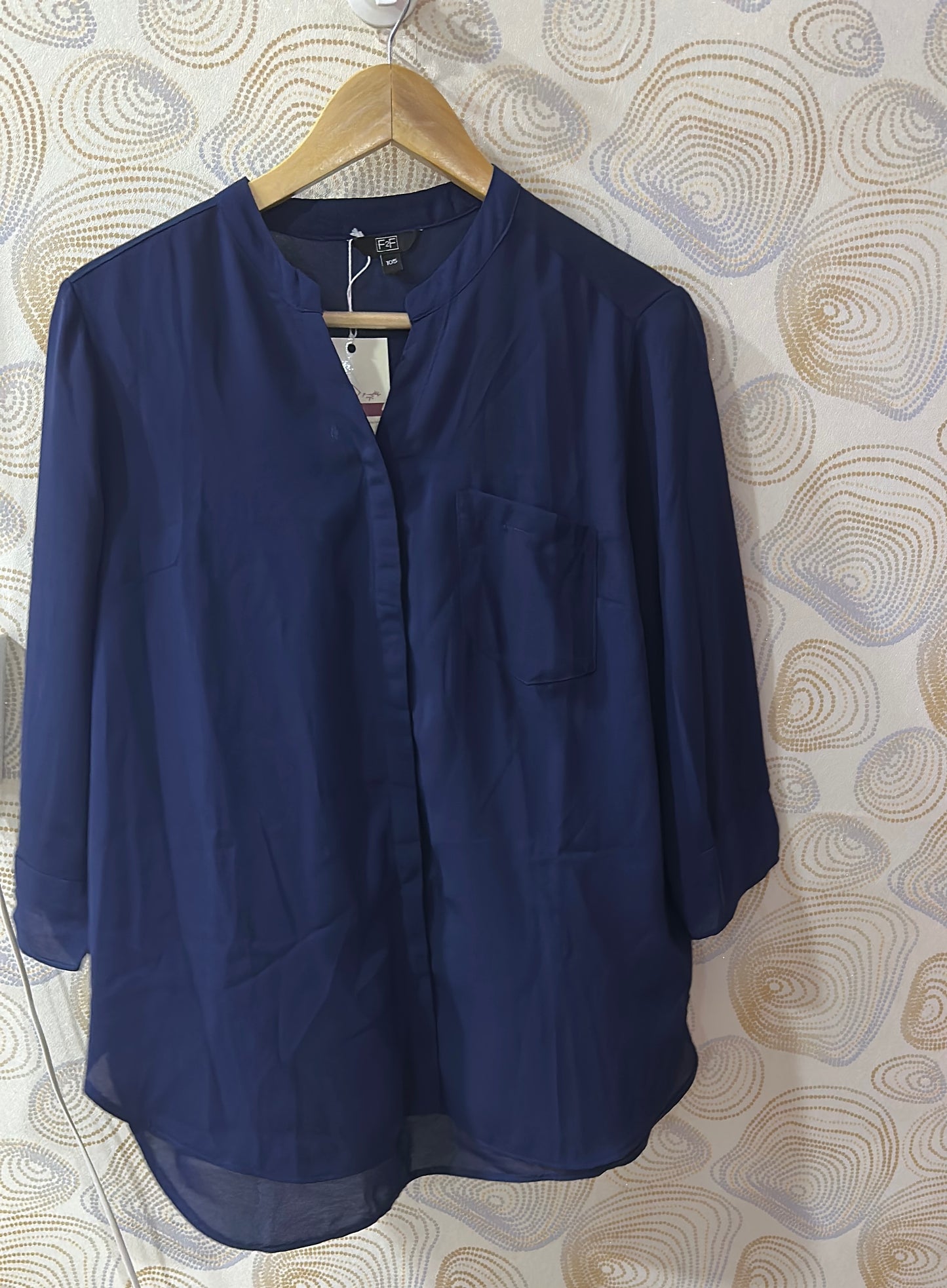 Navy Blue Hip-covering Top