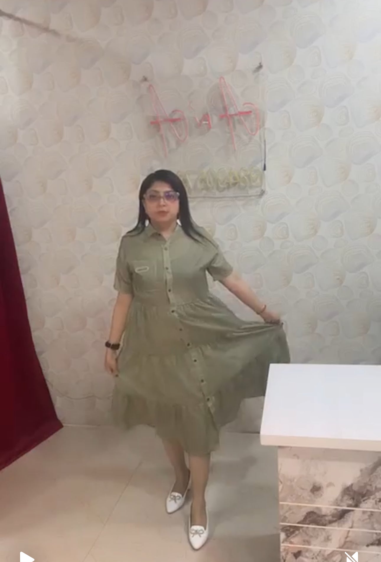 Green Checks Dress