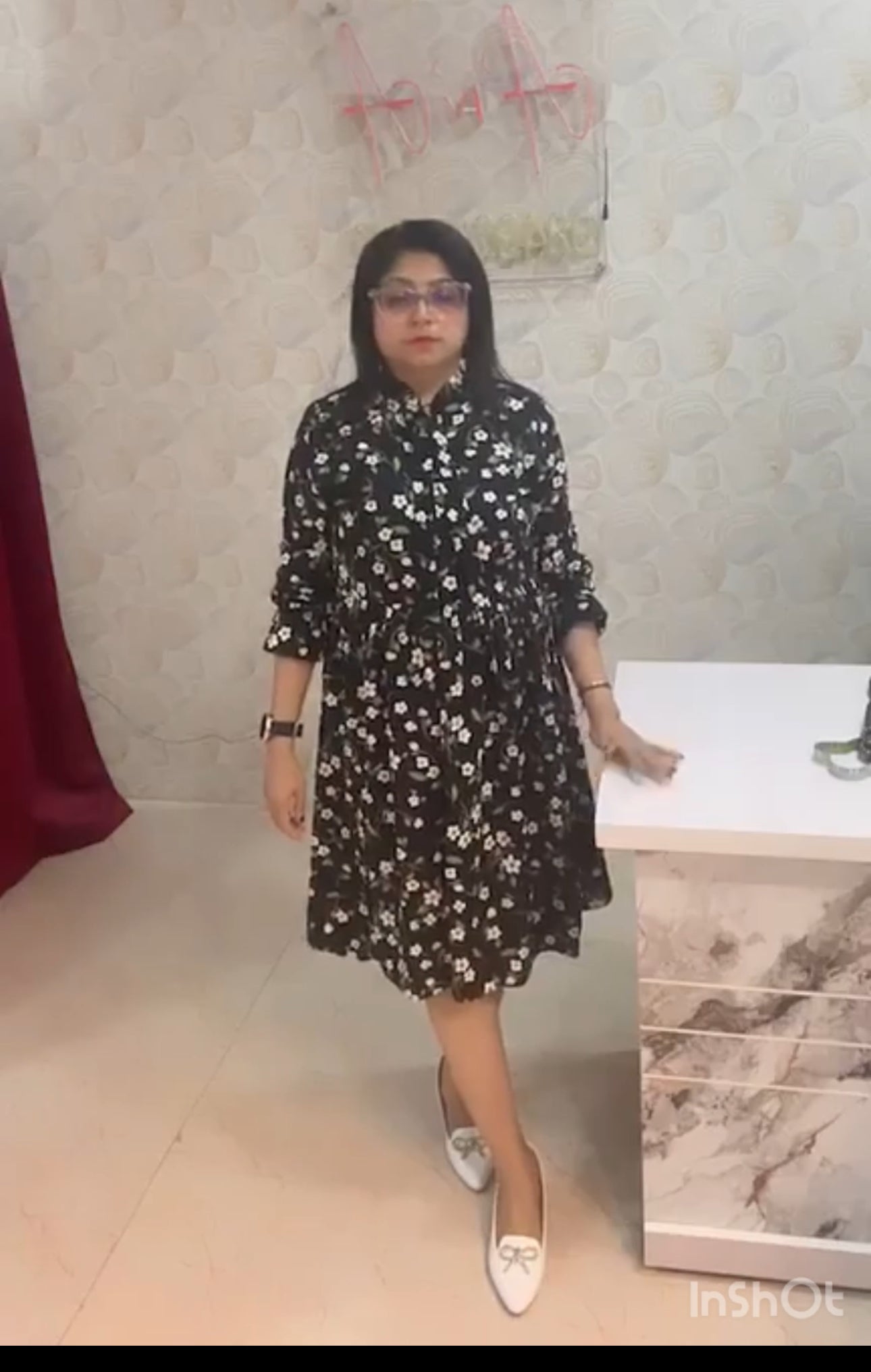 Black Dress with White Flowers
