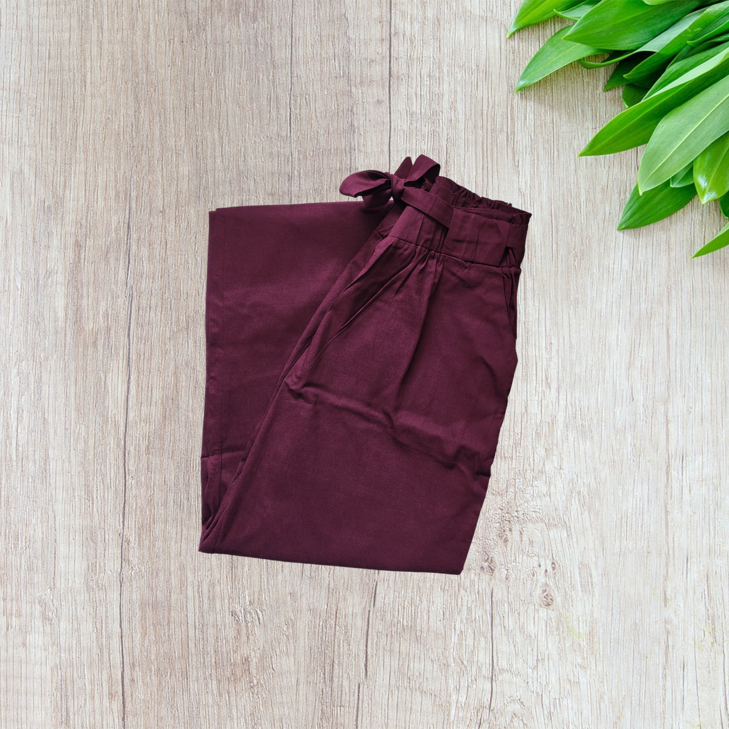 Wine Cotton Lycra Pants