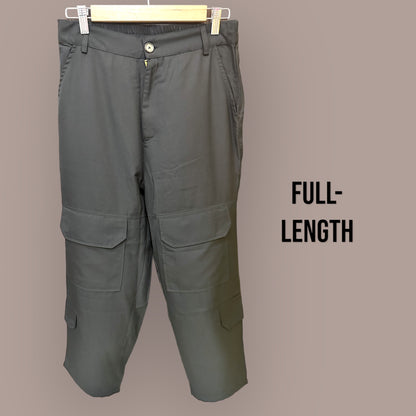 Black stretch cargo trousers with four pockets
