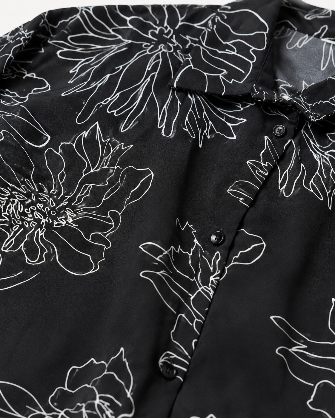 Black Floral Asymmetric Shirt