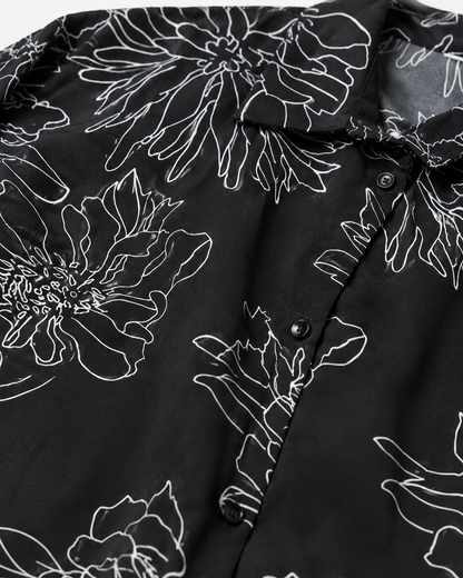 Black Floral Asymmetric Shirt