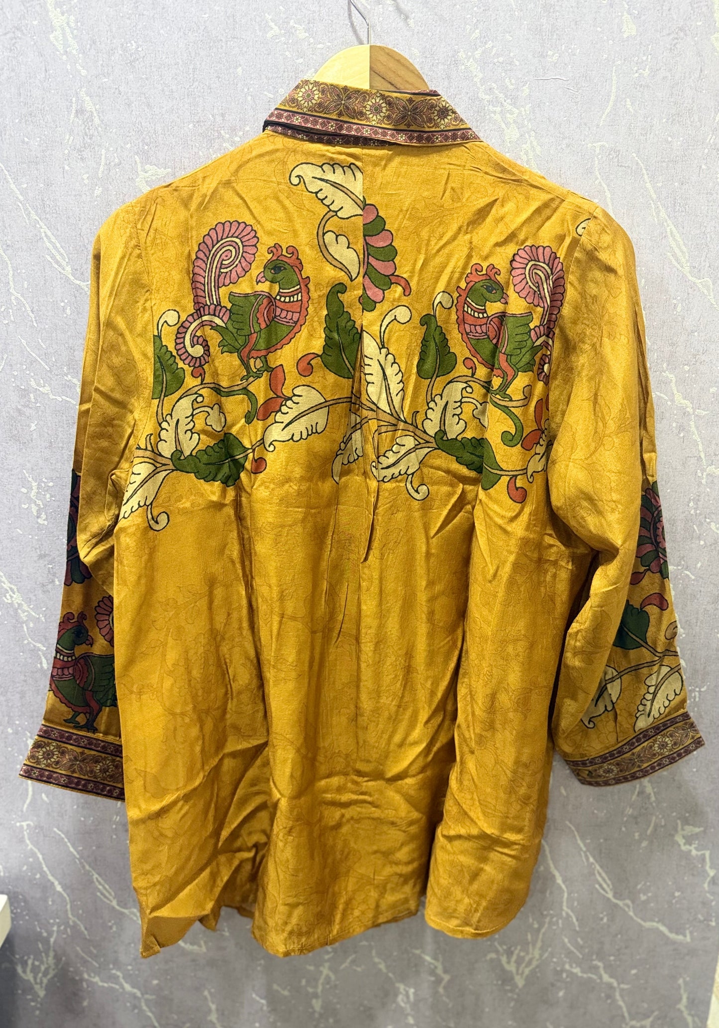 Kalamkari Mul Silk Shirt (Mustard)