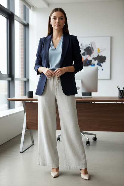 Beige linen pants for women by A 'n' A