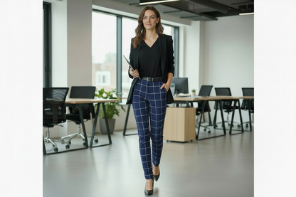 Navy Blue Big Checks Pants