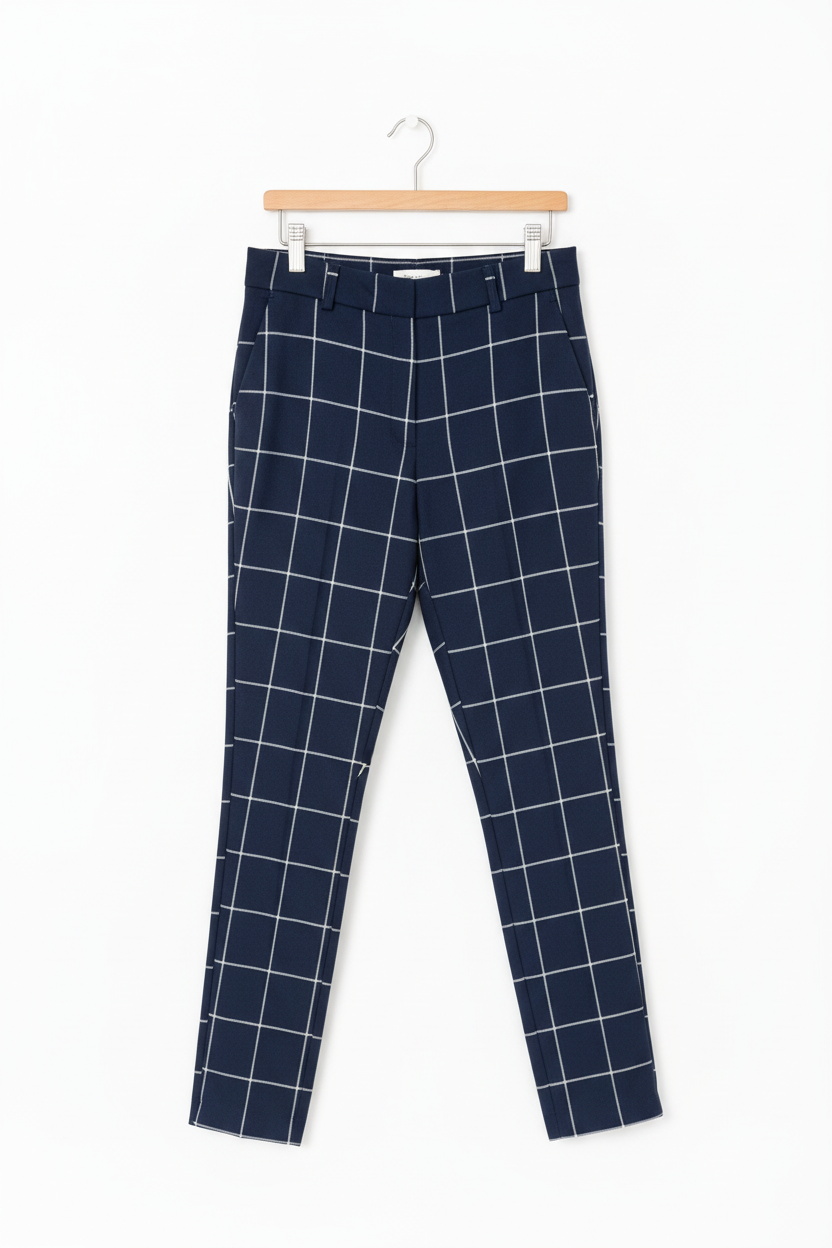 Navy Blue Big Checks Pants