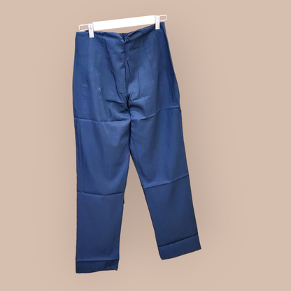 Korean straight navy blue office pants for women by A 'n' A