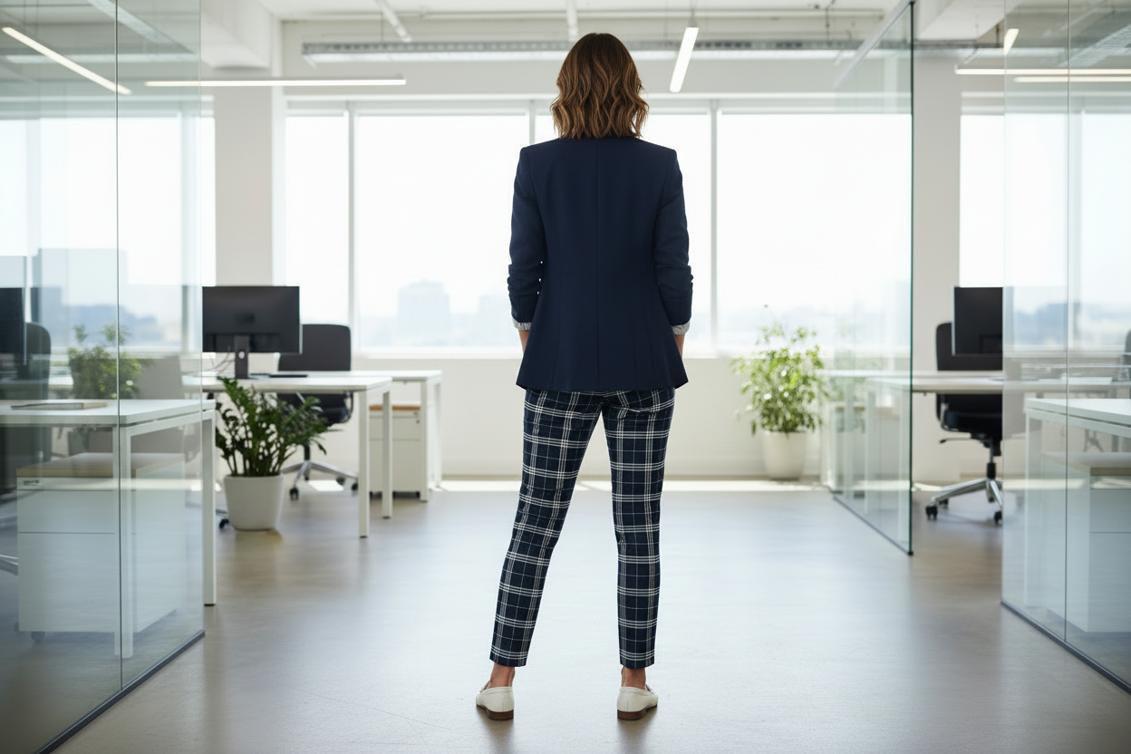 Black High-Waist Checks Pants