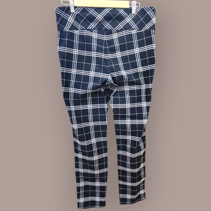 Black high-waist checks office pants