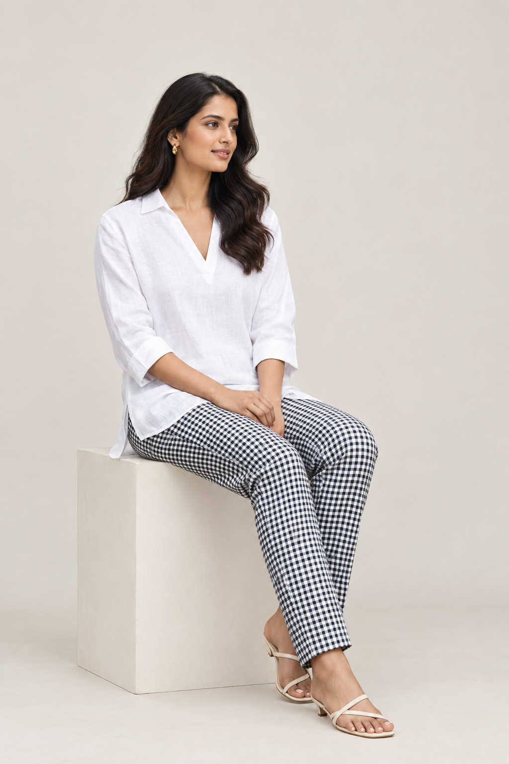 A 'n' A white checks pants, alternate view