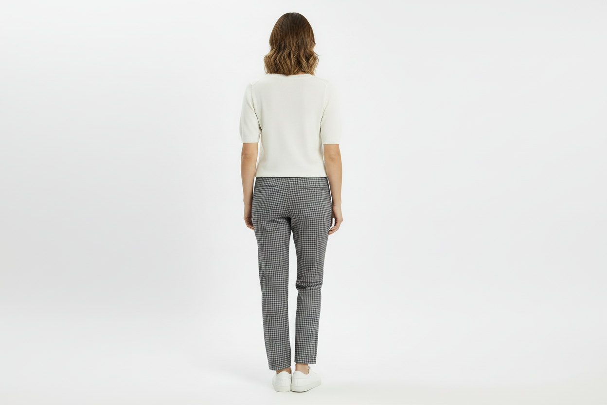 Dark Grey Small Checks Pants