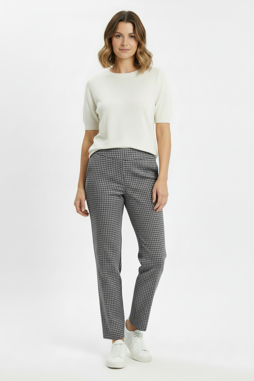 Dark Grey Small Checks Pants