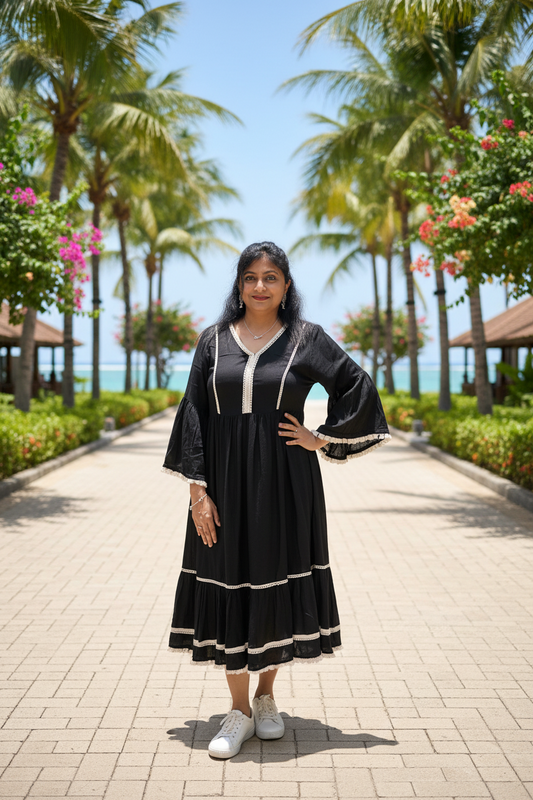 Black Dress with crochet detailing