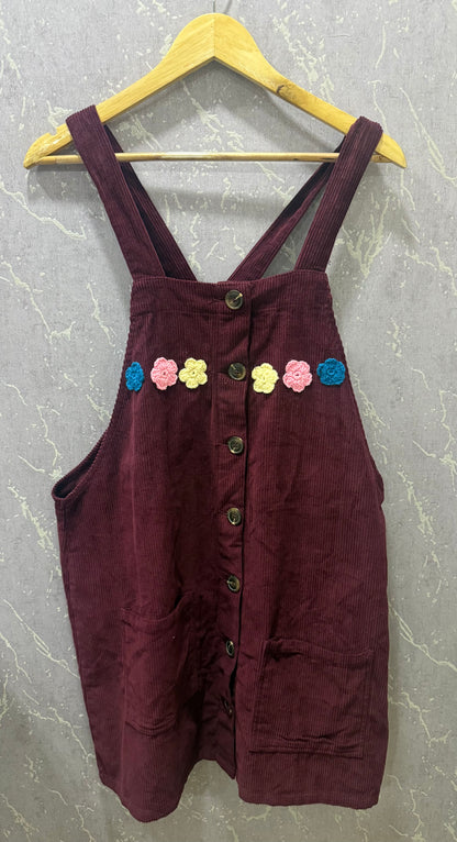 Wine corduroy dangri dress