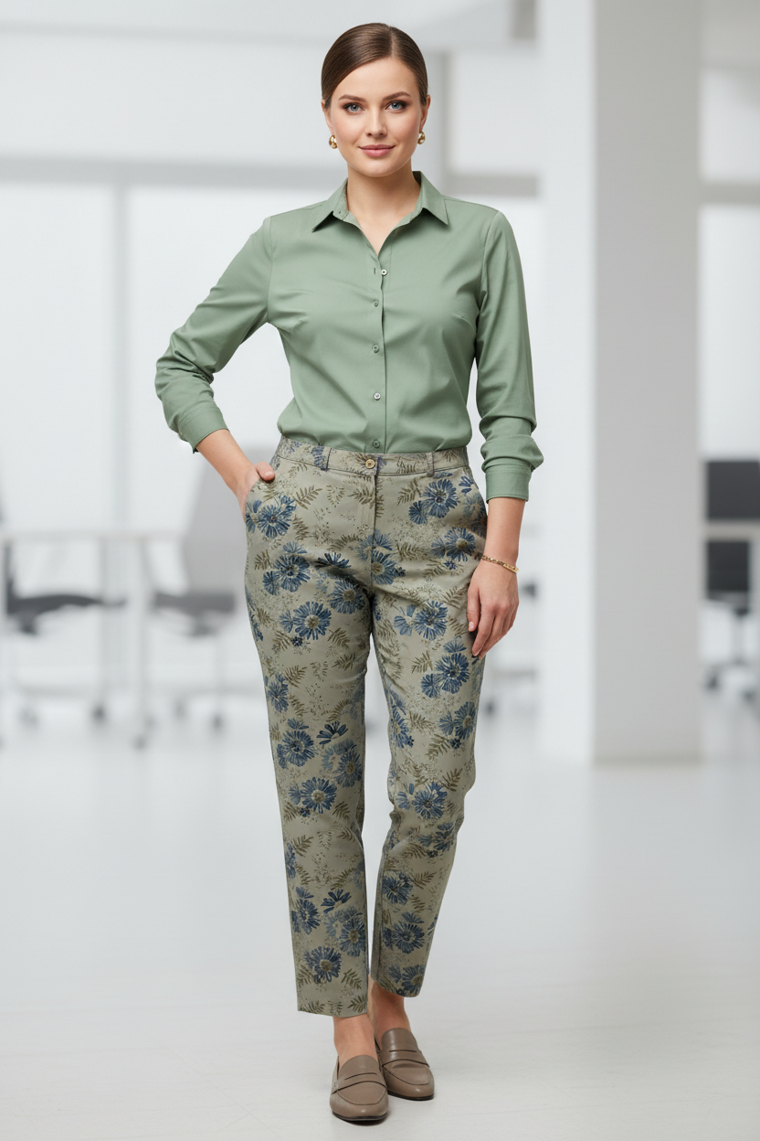 Mehendi Green Floral Pants