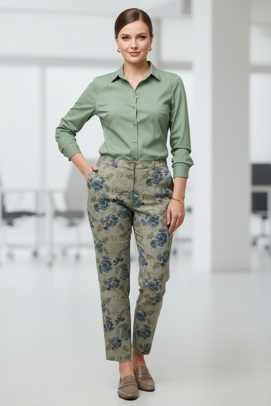 Mehendi Green Floral Pants