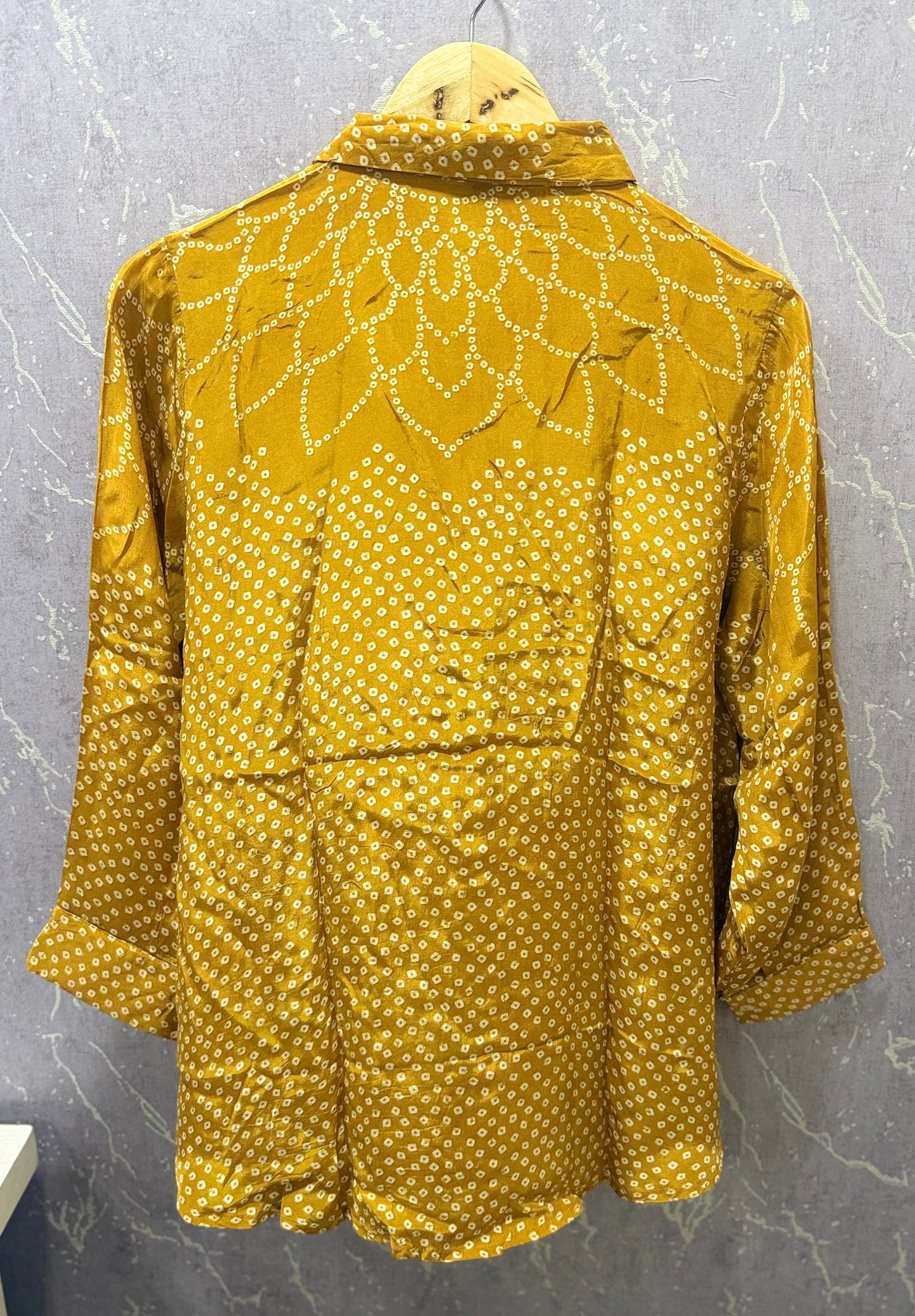 Bandhani Crepe Silk Shirt (Yellow)