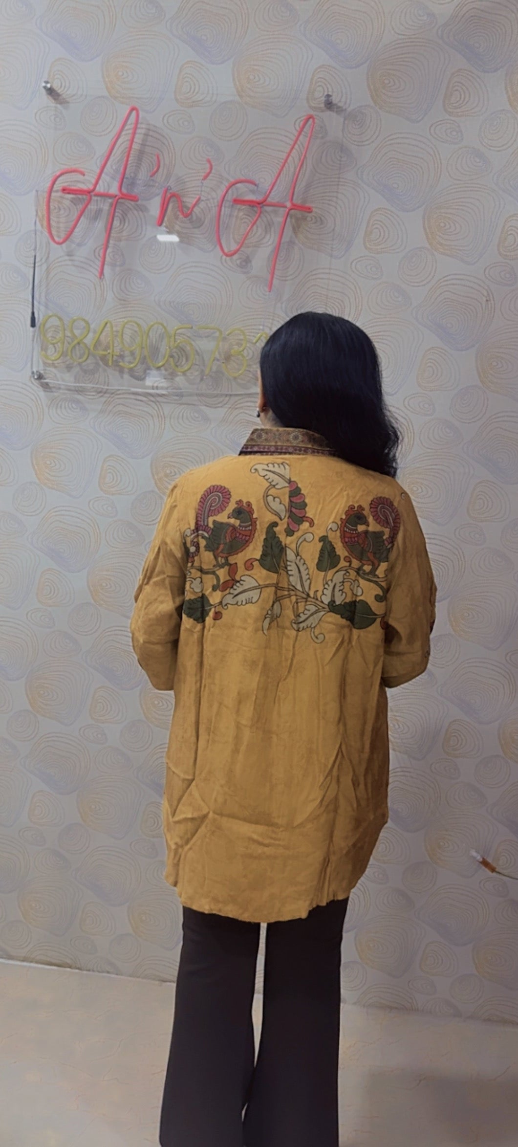 Kalamkari Mul Silk Shirt (Mustard)