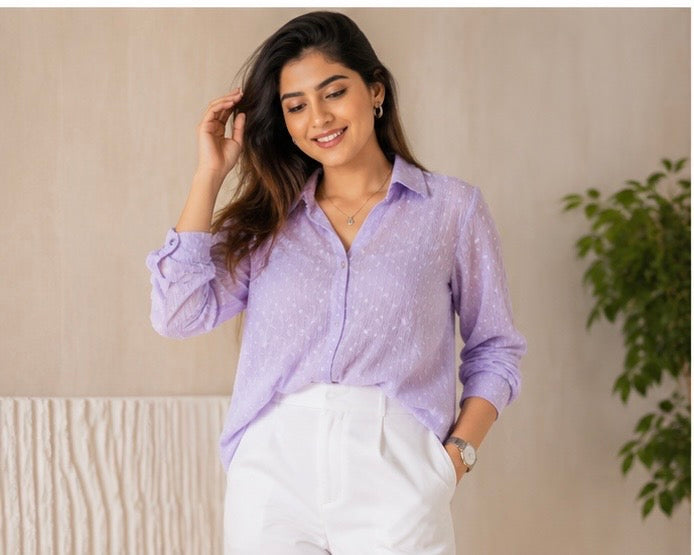 Lavender Swiss Dot Shirt