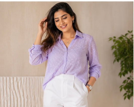 Lavender Swiss Dot Shirt