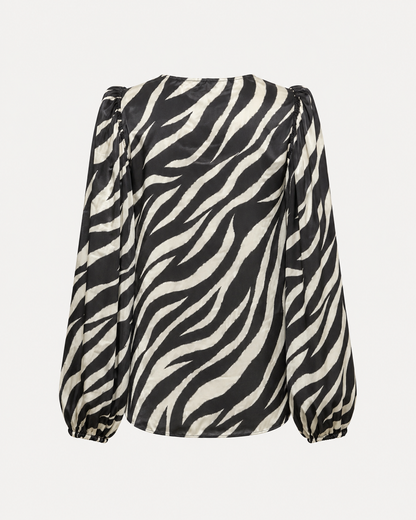 Zebra-Print V-Neck Top