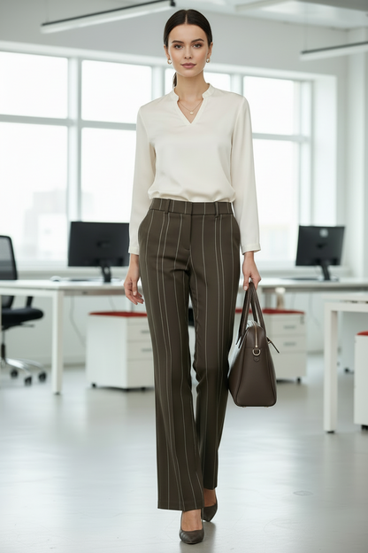 Brown Broad Stripes Pants