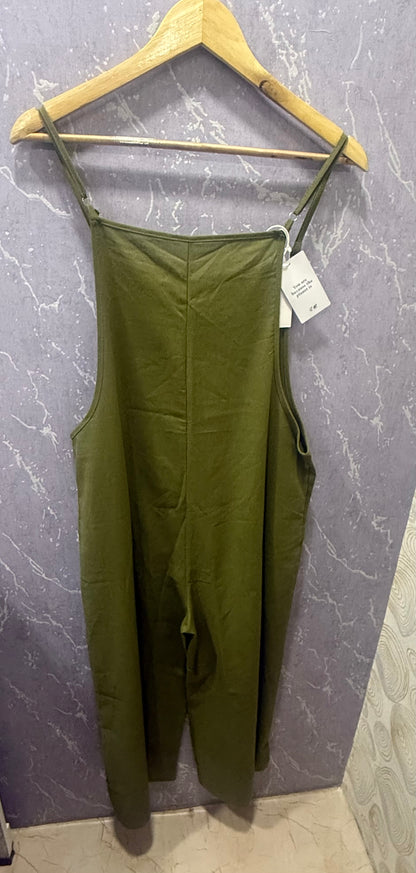 Green Linen Dangri Dress