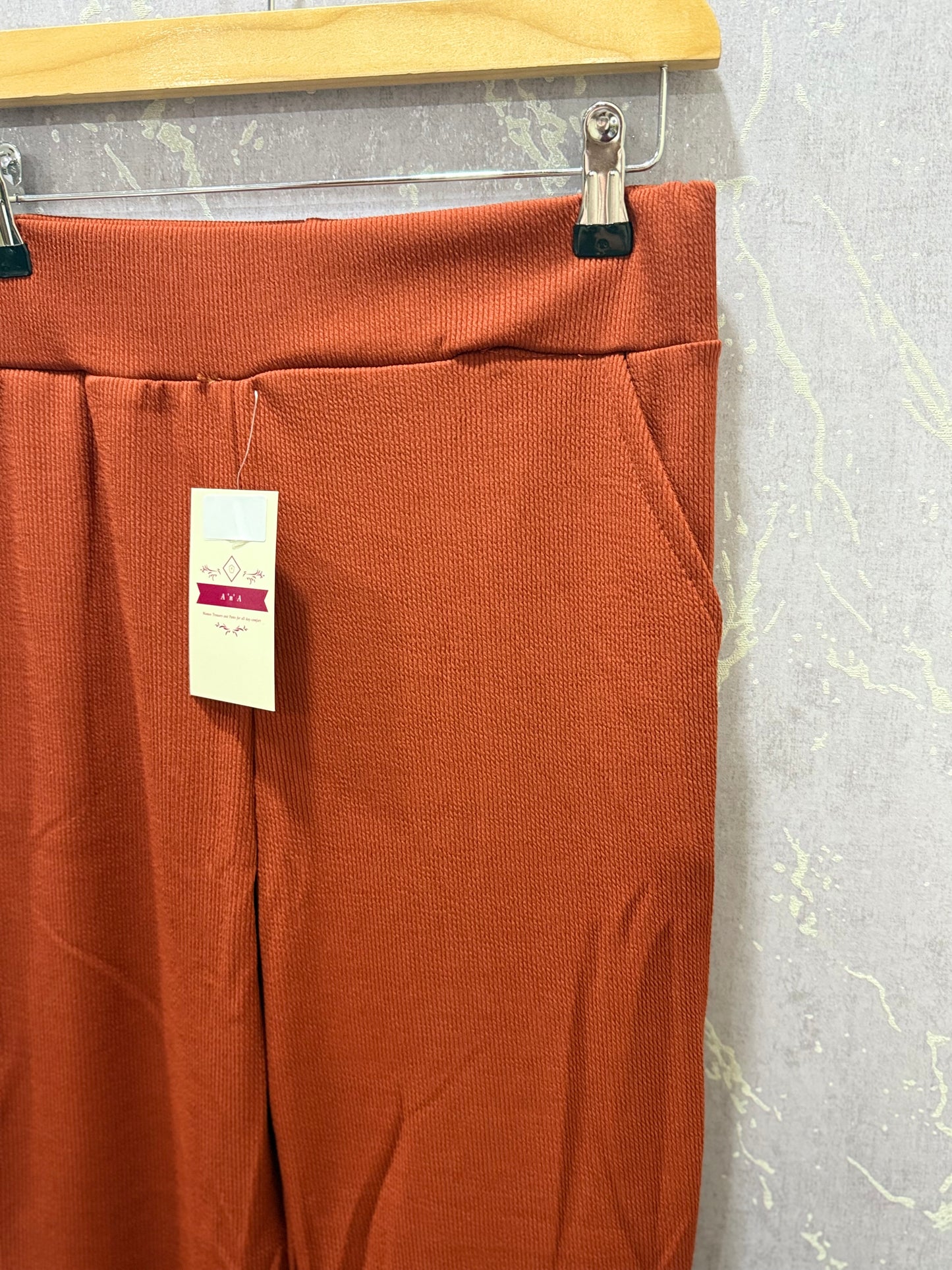 Luxe-Ribbed Rust Flare Pants
