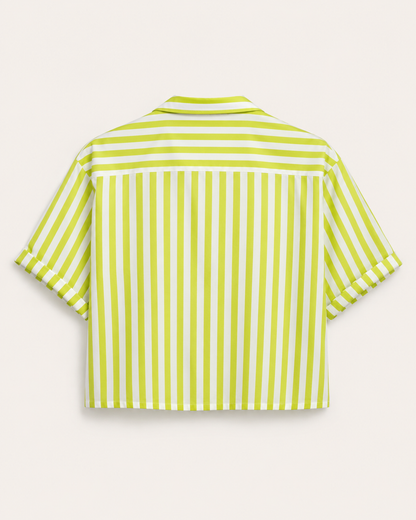 Lime Stripe Crop Shirt