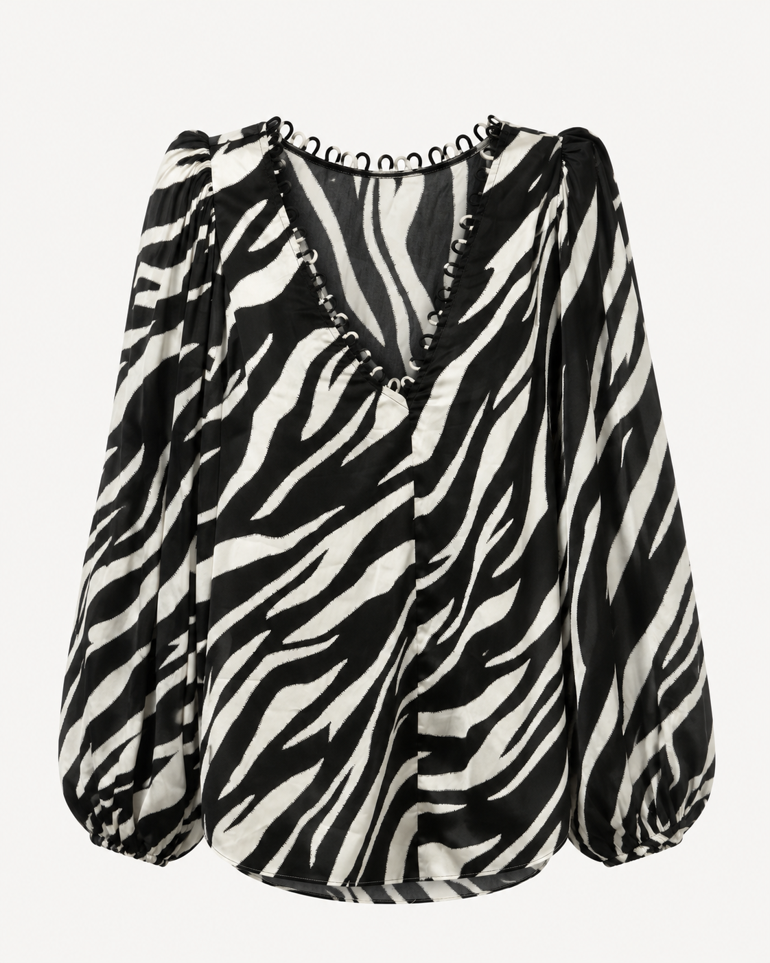 Zebra-Print V-Neck Top