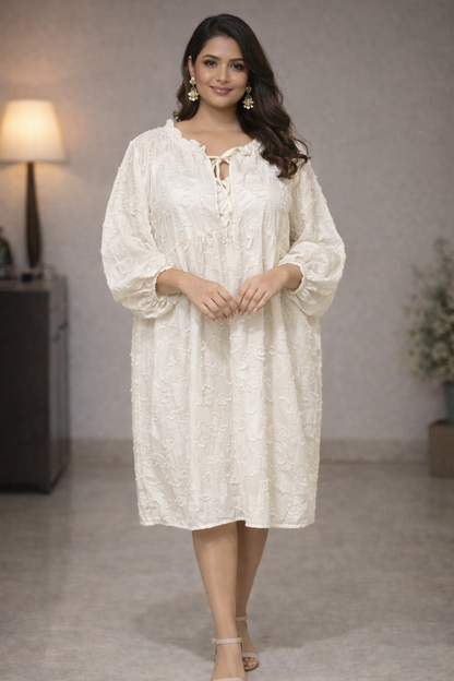Off-white dress with lining