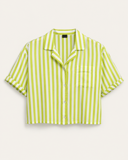 Lime Stripe Crop Shirt
