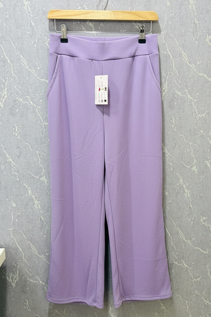 Lavender ribbed flare pants – product