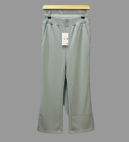 Grey ribbed flare pants – product view