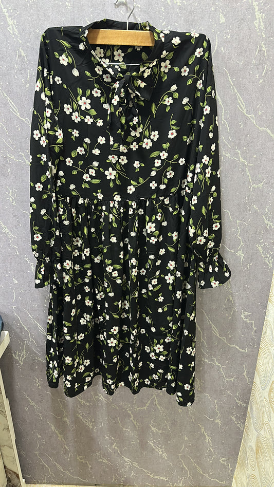 Black Dress with White Flowers