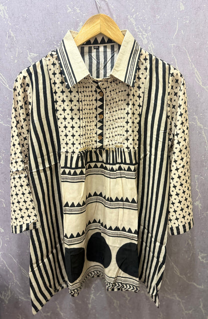 Kalamkari Mul Silk Tunics (Off-White)