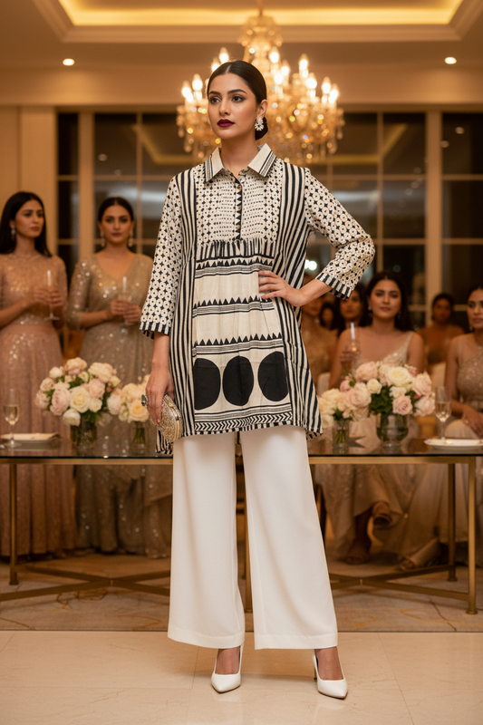 Kalamkari Mul Silk Tunics (Off-White)