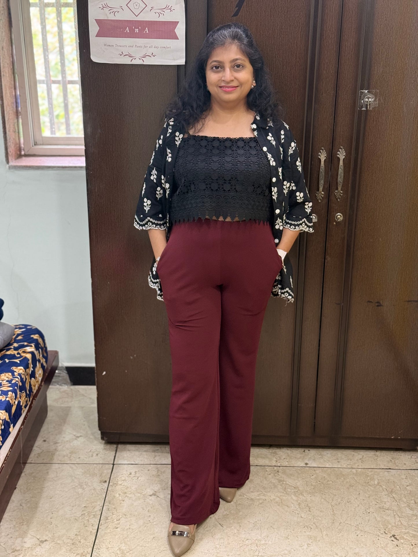 Élan Luxe Bell Bottoms - Wine