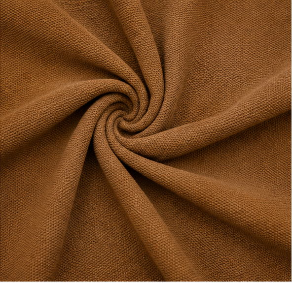Close-up of the beige Italian Crepe fabric with a fine textured finish