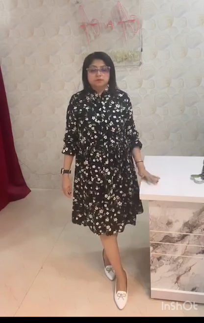 Black Dress with White Flowers