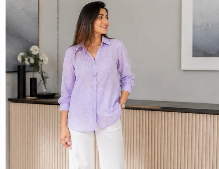 Lavender Swiss Dot Shirt