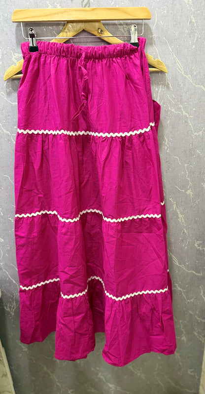 Pink Skirt and Smokey Top