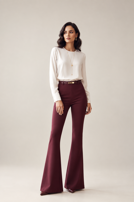 Anti-Wrinkle Wine Bell Bottoms