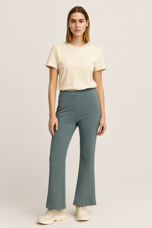 Anti-Wrinkle Greyish Blue Bell Bottoms