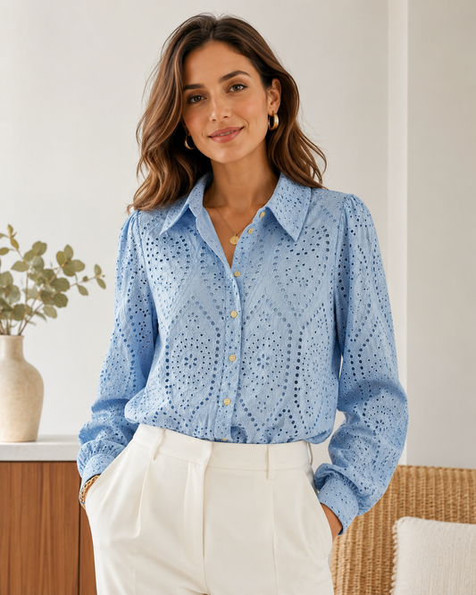 Powder Blue Hakoba Cotton Shirt