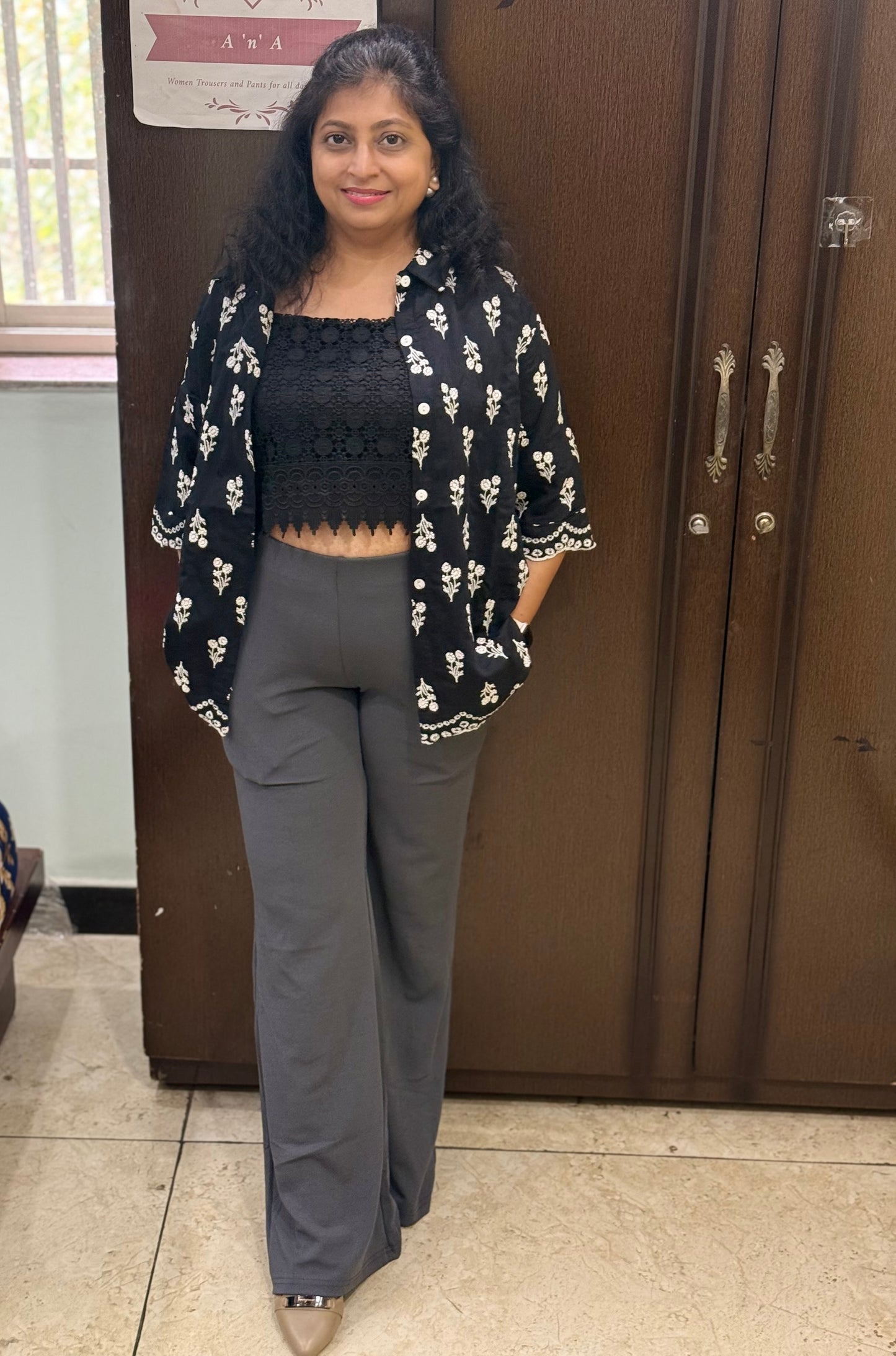 Élan Luxe Bell Bottoms - Grey